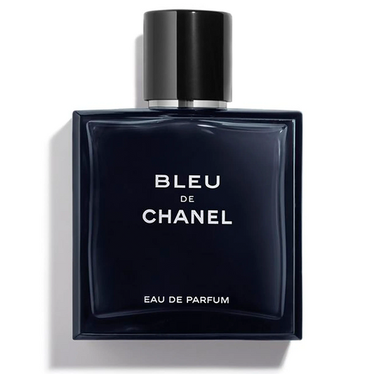 Bleu de Chanel eau de parfum bottle on a white background