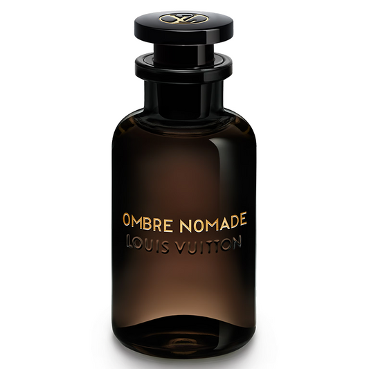 Louis Vuitton Ombre Nomade perfume bottle on a white background